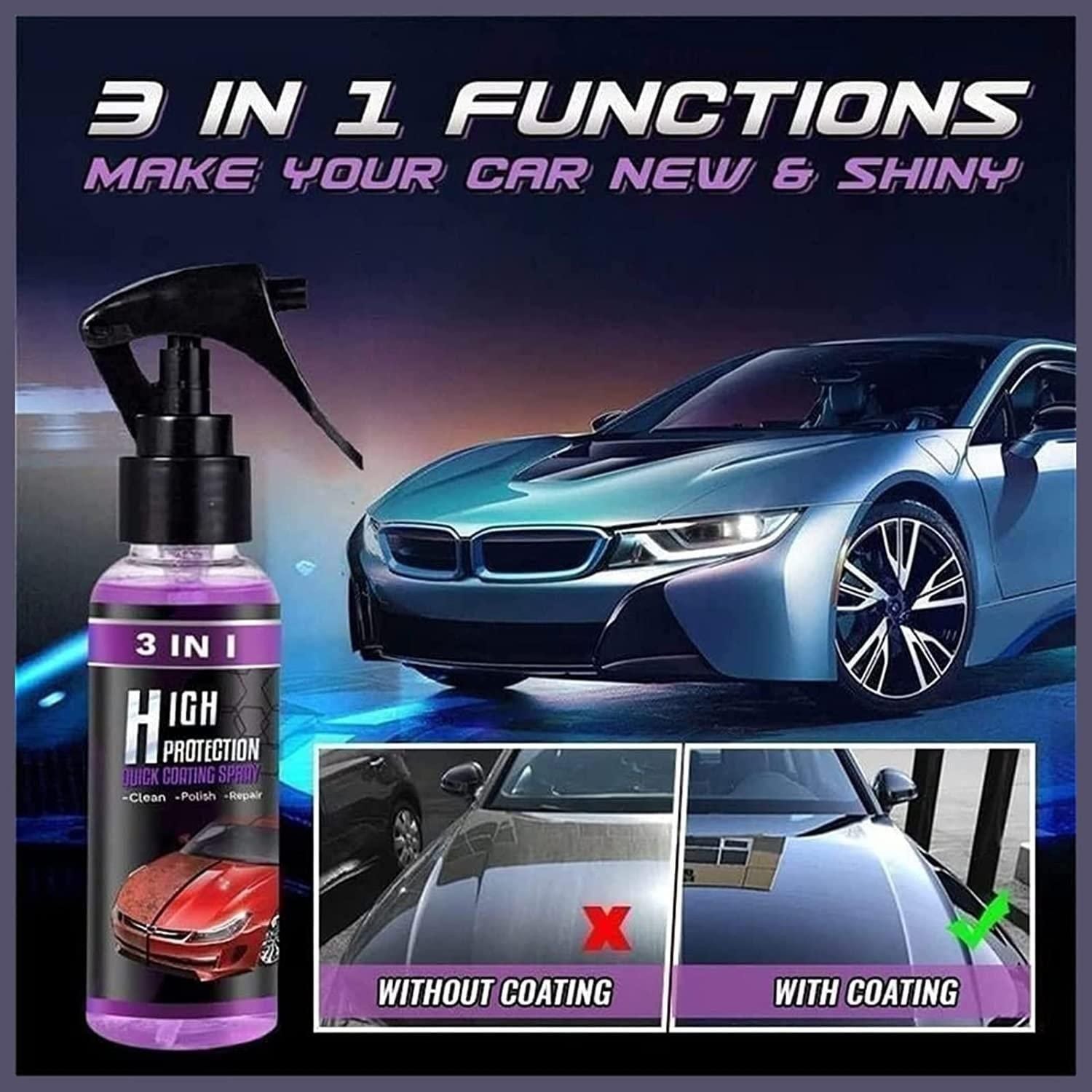 3 in 1 Car Shine/Scratch Spray